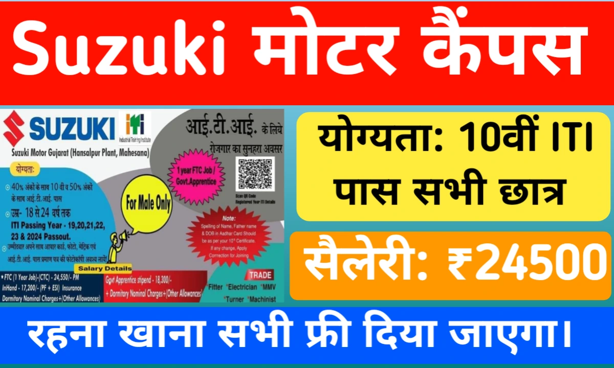 Suzuki motor ITI Latest Campus Placement 2024